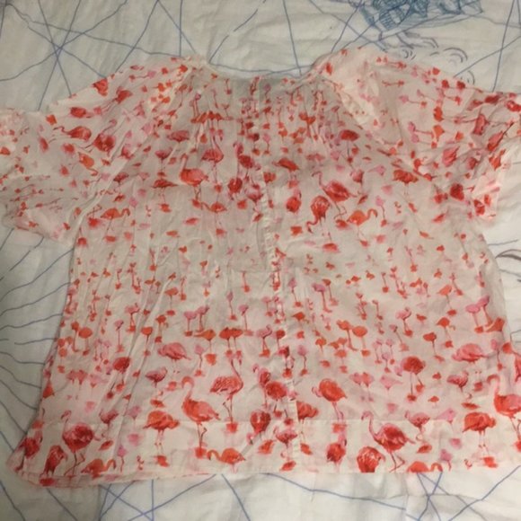 J. Crew Flamingo Print Boxy Crop Top NWT - Picture 6 of 6
